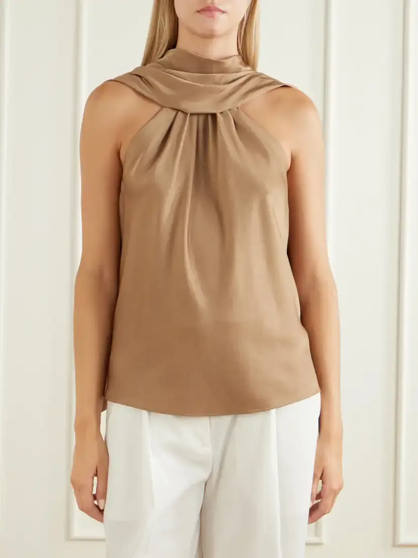 Simkhai Scarlett Gathered Satin Cape Top | Thumbnail 3