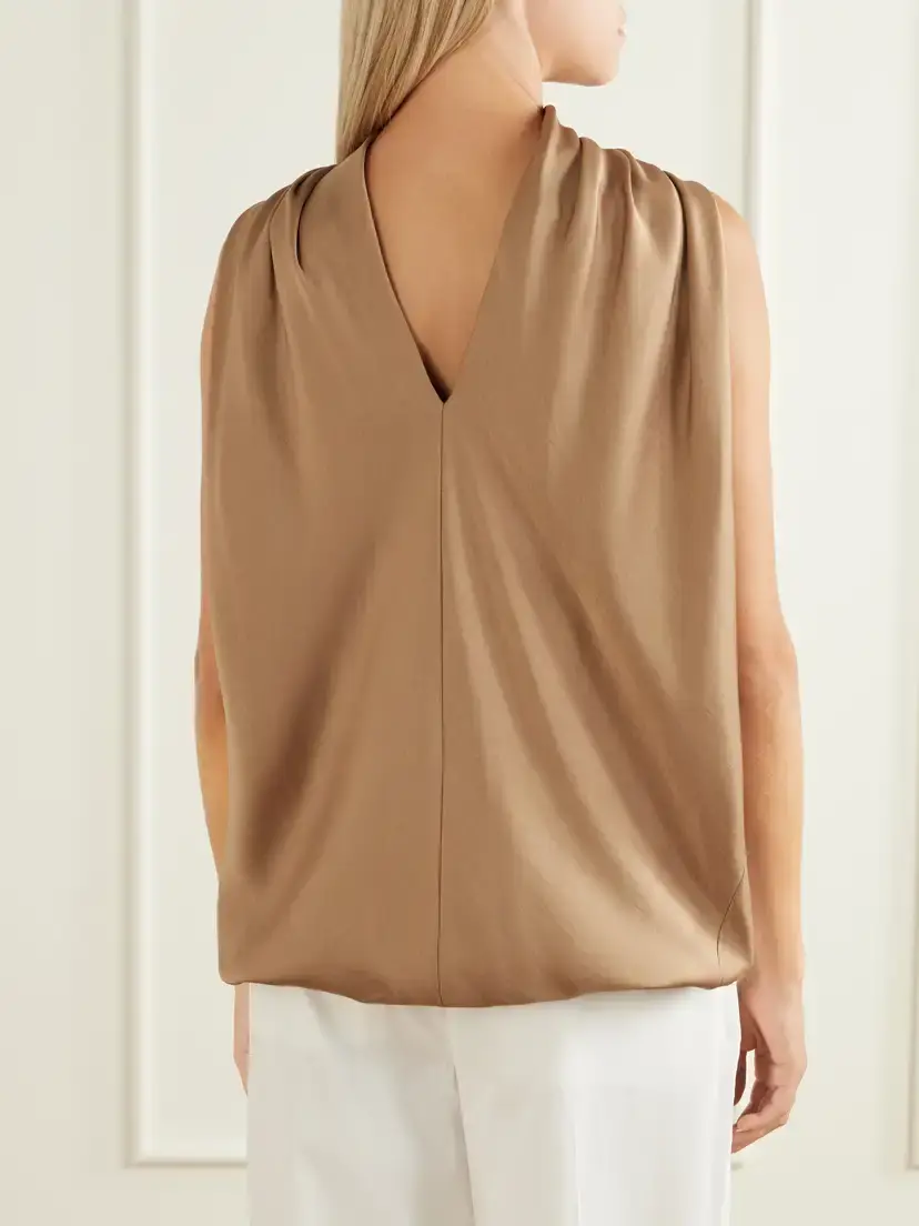 Simkhai Scarlett Gathered Satin Cape Top | Thumbnail 4