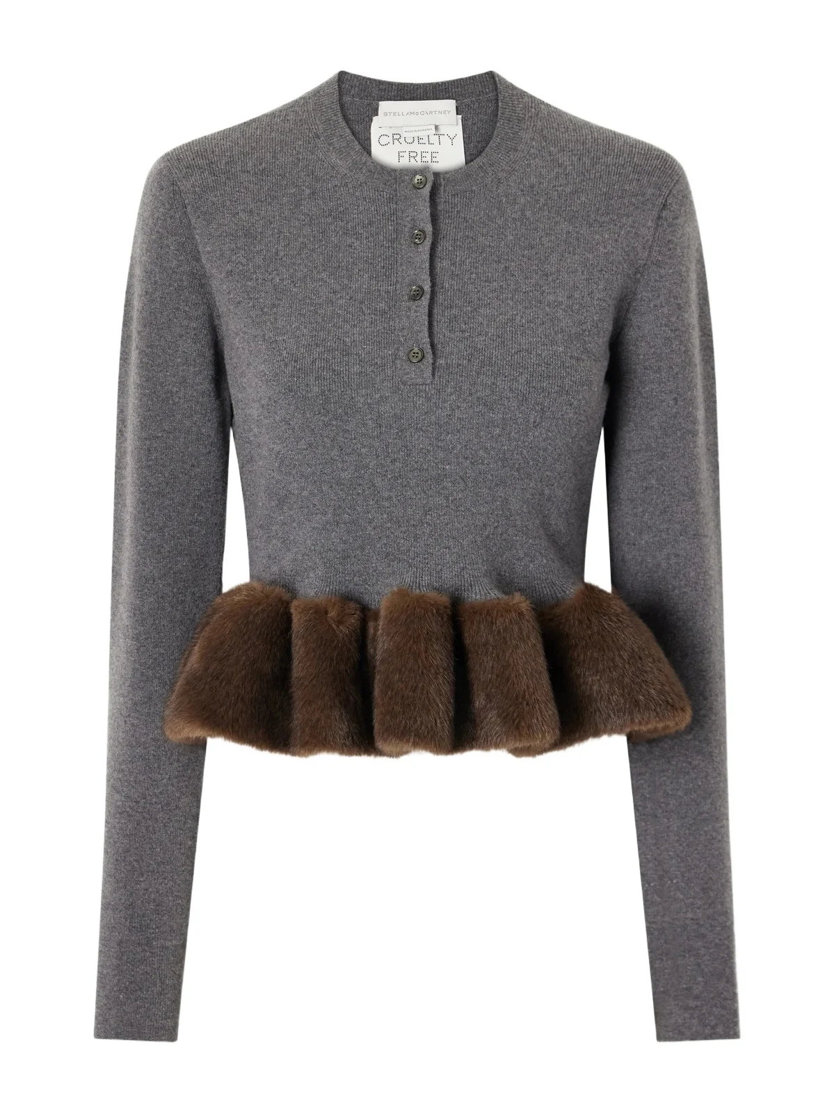Shearling-trim Wool-blend Cardigan