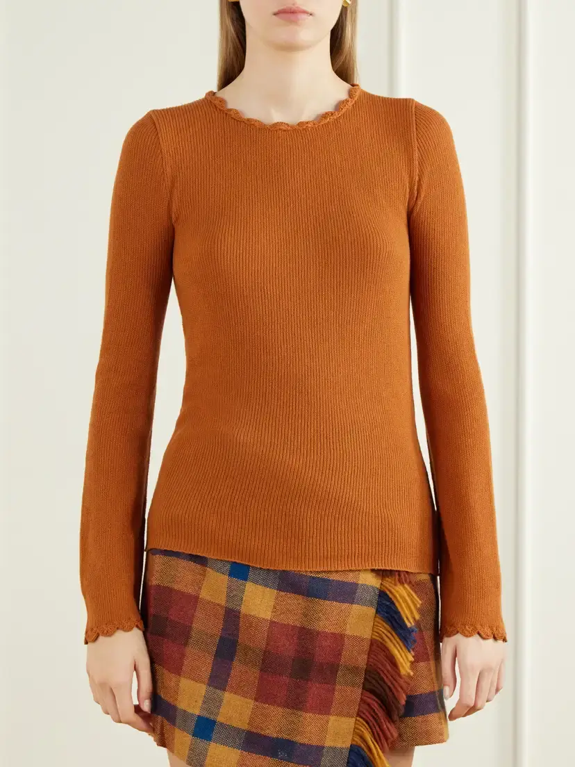 ESCVDO Bernabe Scalloped Ribbed Cotton Sweater | Thumbnail 3 ESCVDO Bernabe Scalloped Ribbed Cotton Sweater | Thumbnail 3