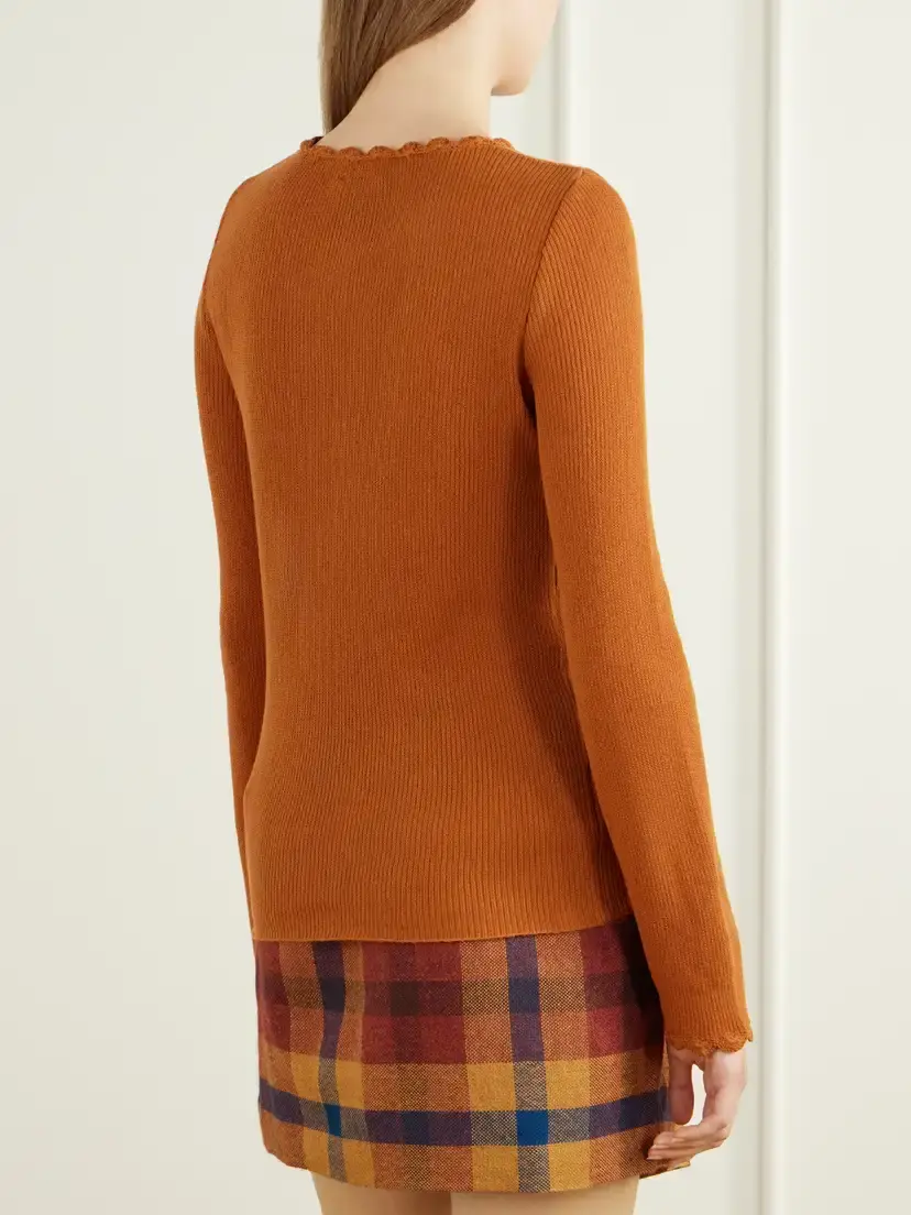 ESCVDO Bernabe Scalloped Ribbed Cotton Sweater | Thumbnail 4 ESCVDO Bernabe Scalloped Ribbed Cotton Sweater | Thumbnail 4