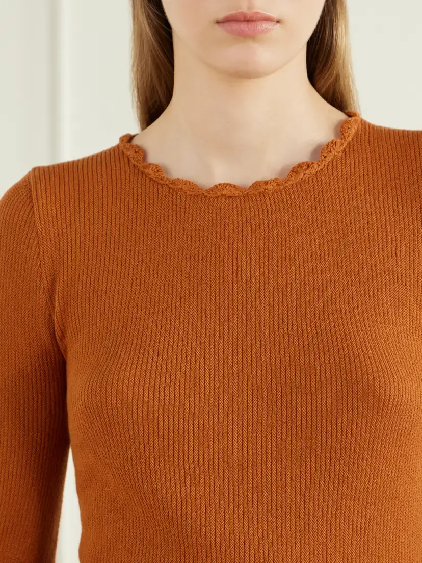 ESCVDO Bernabe Scalloped Ribbed Cotton Sweater | Thumbnail 5 ESCVDO Bernabe Scalloped Ribbed Cotton Sweater | Thumbnail 5