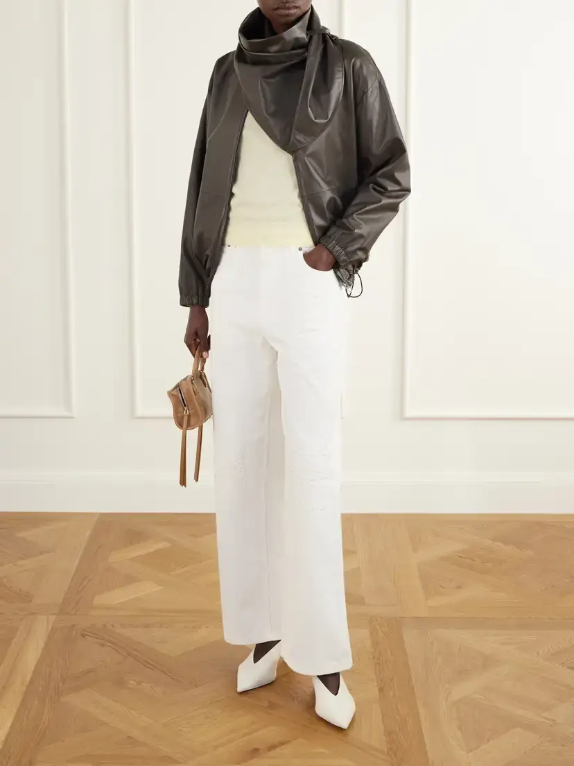 Loewe Scarf-detailed Leather Jacket | Thumbnail 2 Loewe Scarf-detailed Leather Jacket | Thumbnail 2