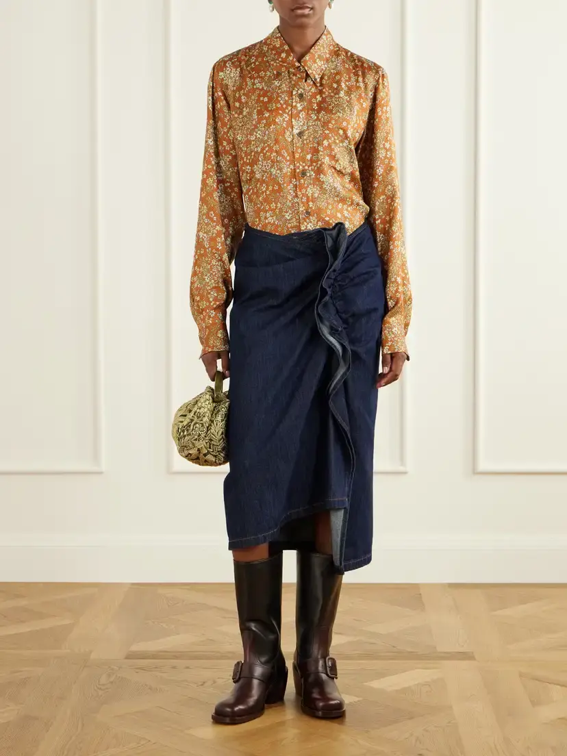 Dries Van Noten Floral-jacquard Printed Satin Shirt | Thumbnail 2 Dries Van Noten Floral-jacquard Printed Satin Shirt | Thumbnail 2