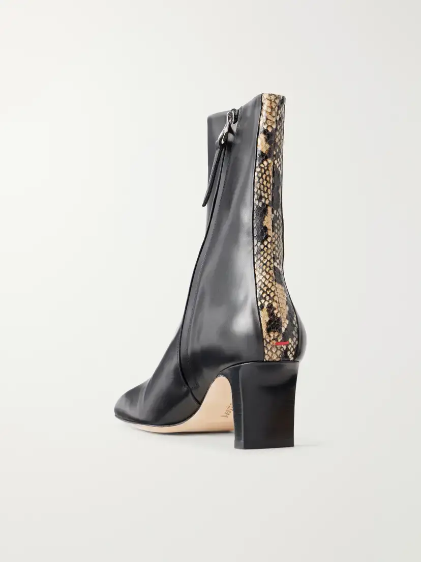 aeyde Billie Stripe 55 Snake-effect Trimmed Leather Ankle Boots | Thumbnail 3
