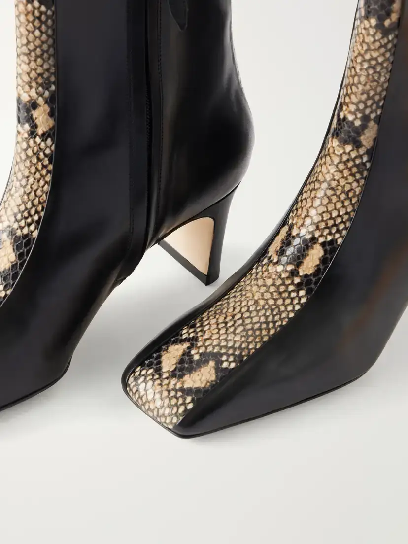 aeyde Billie Stripe 55 Snake-effect Trimmed Leather Ankle Boots | Thumbnail 5