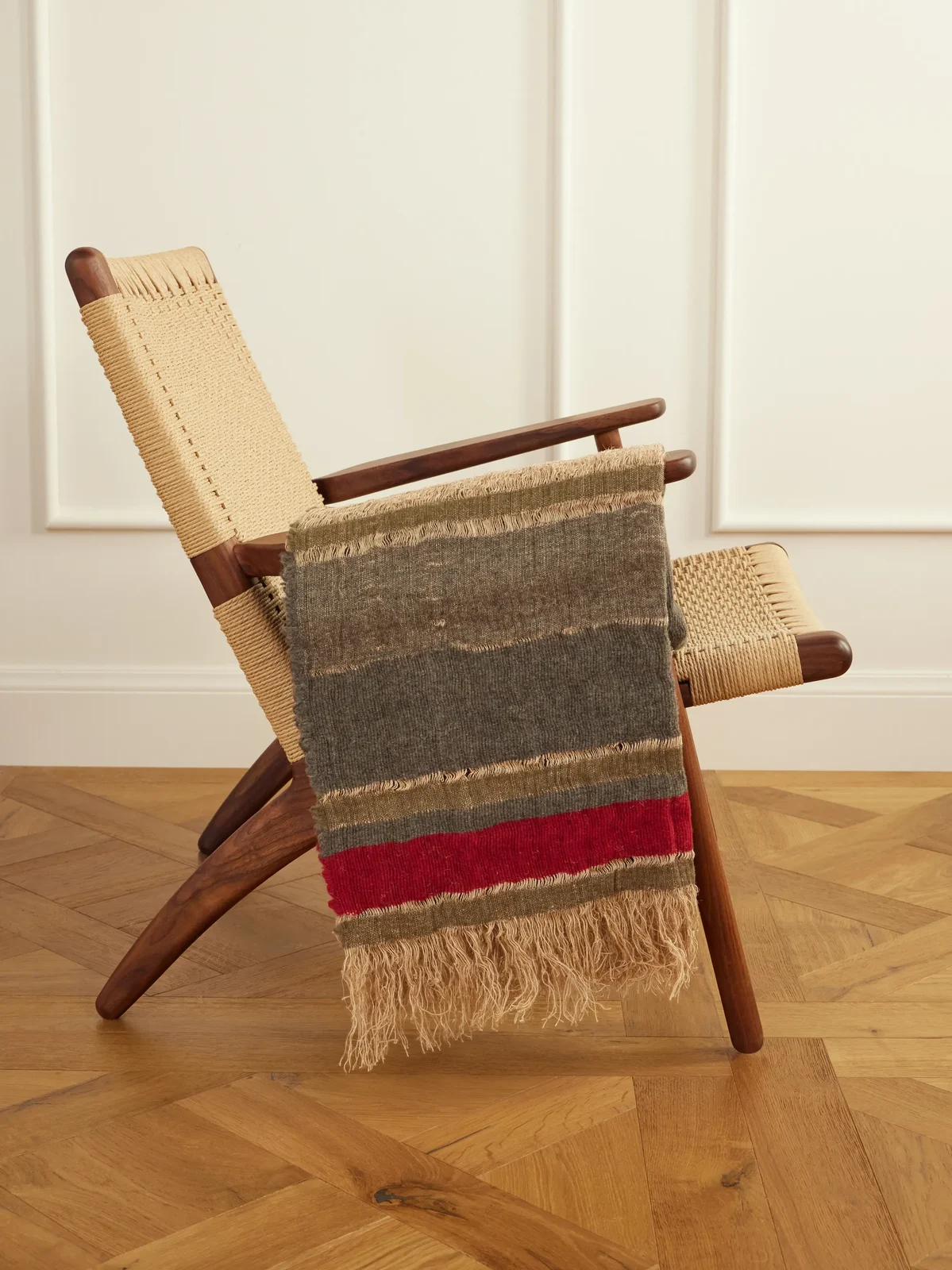 The House of Lyria Xoroi Fringed Striped Jute-blend Throw