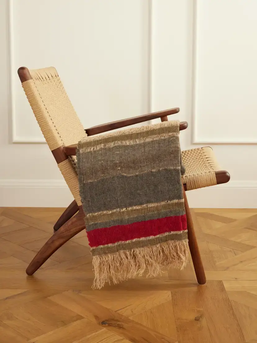 The House of Lyria Xoroi Fringed Striped Jute-blend Throw | Image 1 The House of Lyria Xoroi Fringed Striped Jute-blend Throw | Image 1