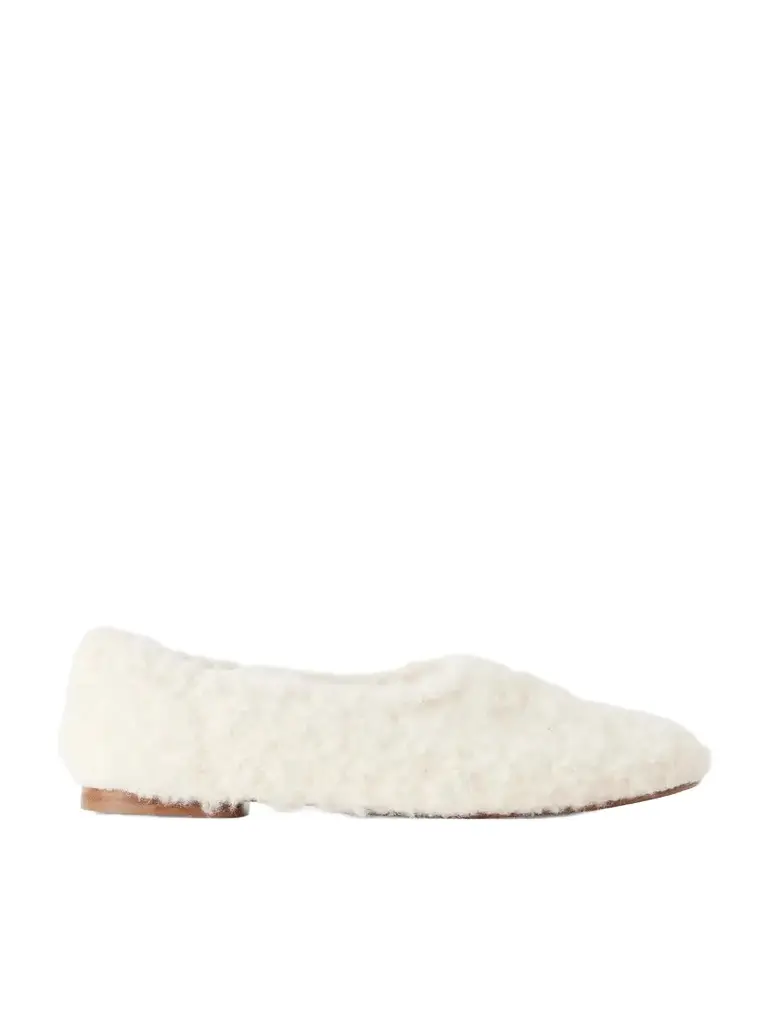 Gabriela Hearst Fleur Leather-trimmed Shearling Ballet Flats
