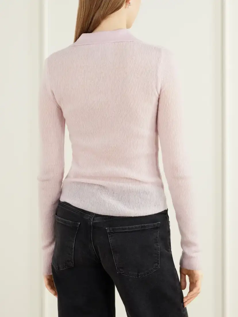Citizens of Humanity Simone Ribbed Wool And Cashmere-blend Polo Sweater | Thumbnail 4 Citizens of Humanity Simone Ribbed Wool And Cashmere-blend Polo Sweater | Thumbnail 4