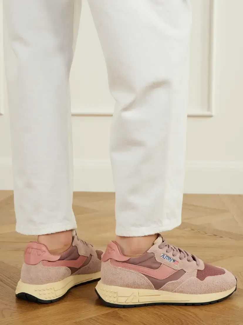 Autry Reelwind Low Leather And Suede-trimmed Mesh And Shell Sneakers - Pink | Thumbnail 2