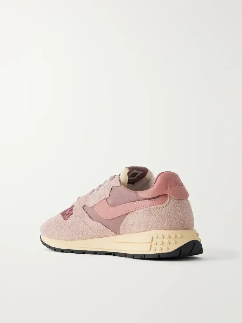 Autry Reelwind Low Leather And Suede-trimmed Mesh And Shell Sneakers - Pink | Thumbnail 3