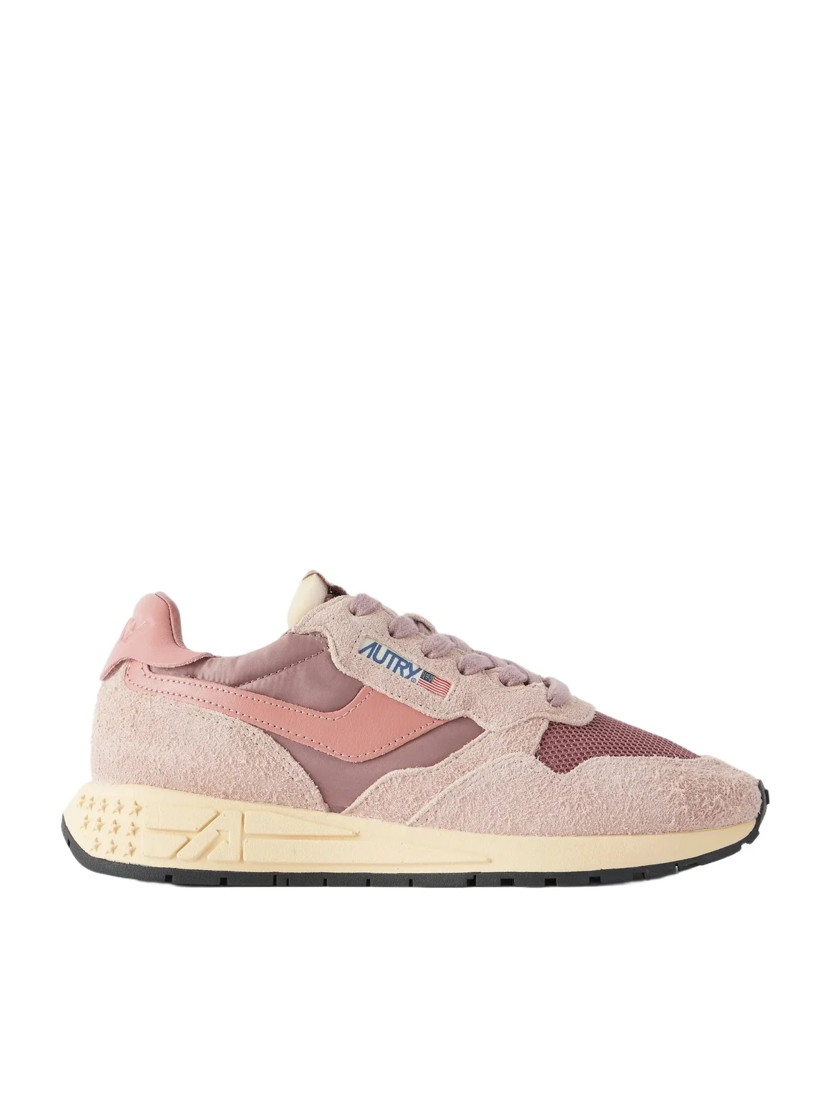 Autry Reelwind Low Leather And Suede-trimmed Mesh And Shell Sneakers - Pink