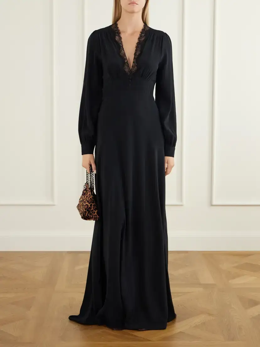 Rixo Emory Lace-trimmed Silk-crepe De Chine Maxi Dress | Thumbnail 2 Rixo Emory Lace-trimmed Silk-crepe De Chine Maxi Dress | Thumbnail 2