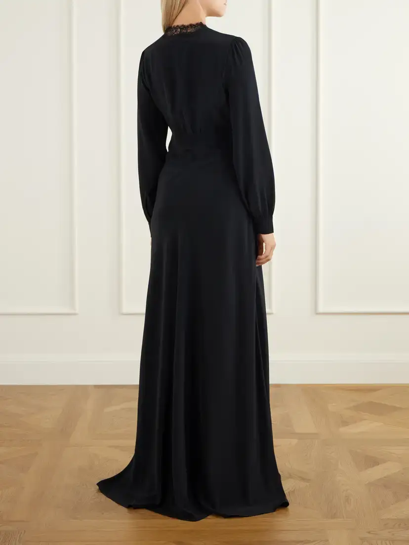 Rixo Emory Lace-trimmed Silk-crepe De Chine Maxi Dress | Thumbnail 3 Rixo Emory Lace-trimmed Silk-crepe De Chine Maxi Dress | Thumbnail 3