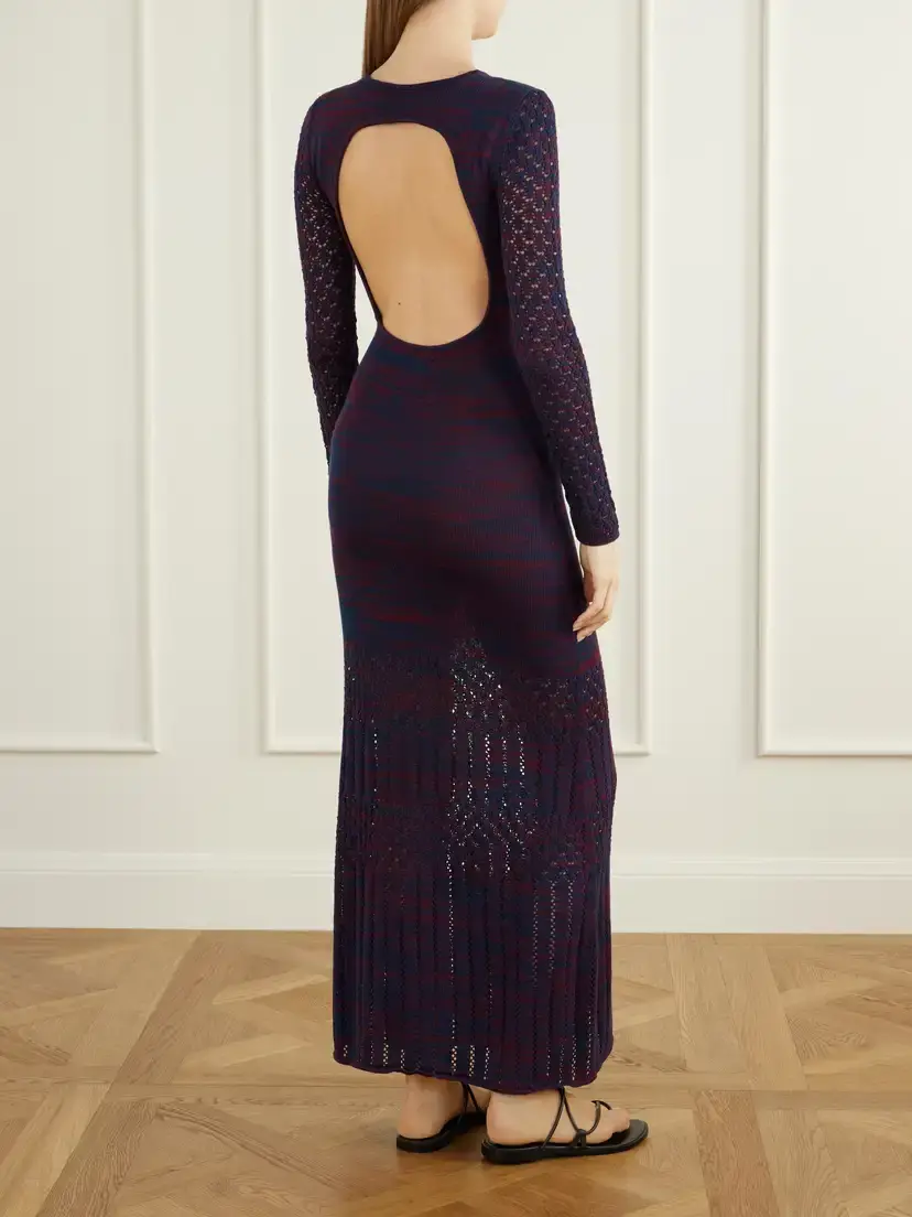 ESCVDO Murga Open-back Crocheted Striped Cotton Midi Dress | Thumbnail 3 ESCVDO Murga Open-back Crocheted Striped Cotton Midi Dress | Thumbnail 3