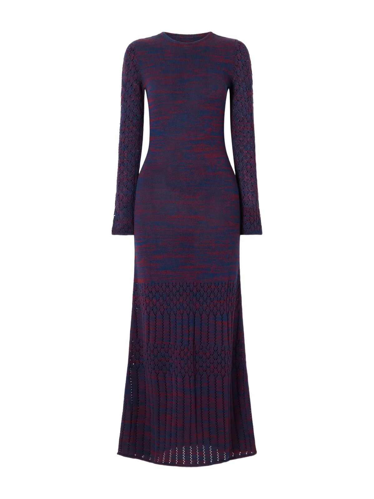 ESCVDO Murga Open-back Crochet-knit Striped Cotton Midi Dress