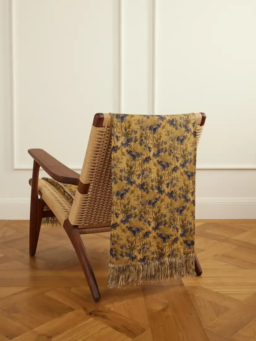 The House of Lyria Sollievo Floral-print Linen-blend Throw | Image 1 The House of Lyria Sollievo Floral-print Linen-blend Throw | Image 1