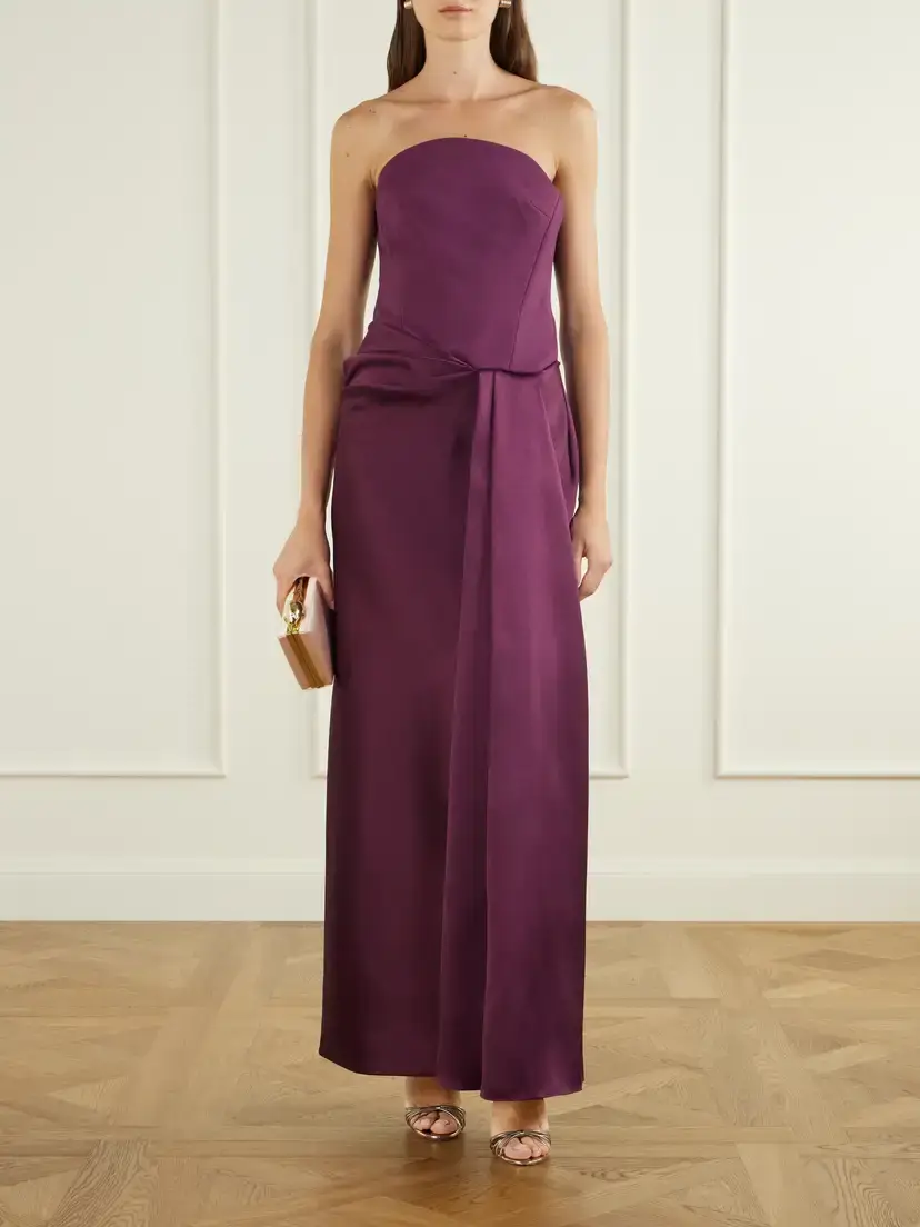 Solace London Seri Strapless Twill And Crepe Gown - Purple | Thumbnail 2