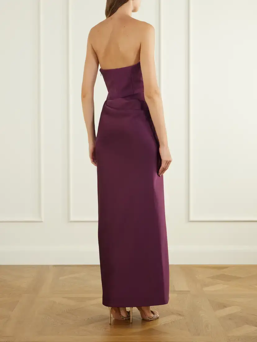 Solace London Seri Strapless Twill And Crepe Gown - Purple | Thumbnail 3