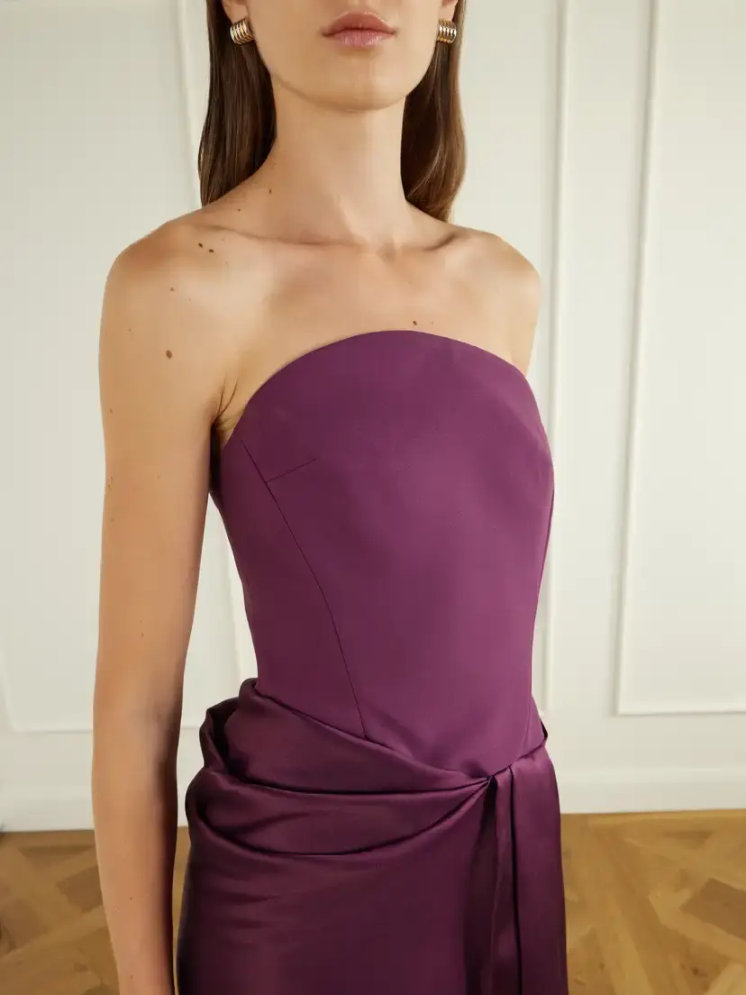 Solace London Seri Strapless Twill And Crepe Gown - Purple | Thumbnail 4