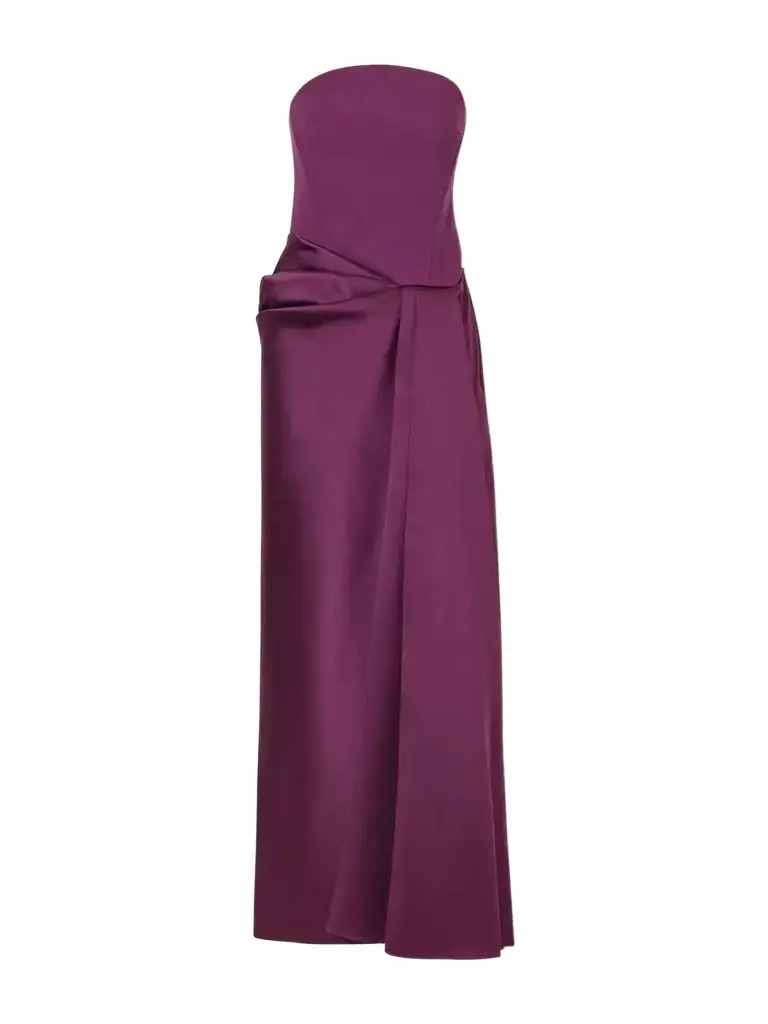Solace London Seri Strapless Twill And Crepe Gown | Image 1 Solace London Seri Strapless Twill And Crepe Gown | Image 1