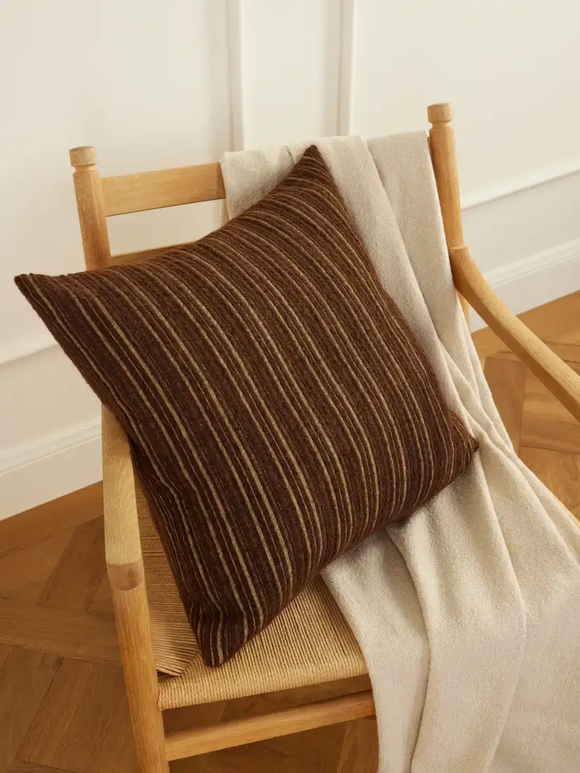 The House of Lyria Lucidio Striped Cotton And Wool-blend Cushion - Brown | Thumbnail 2 The House of Lyria Lucidio Striped Cotton And Wool-blend Cushion - Brown | Thumbnail 2