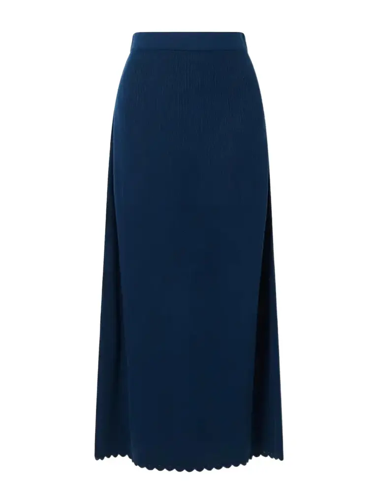 ESCVDO Bernabe Scalloped Ribbed Cotton Midi Skirt | Image 1 ESCVDO Bernabe Scalloped Ribbed Cotton Midi Skirt | Image 1