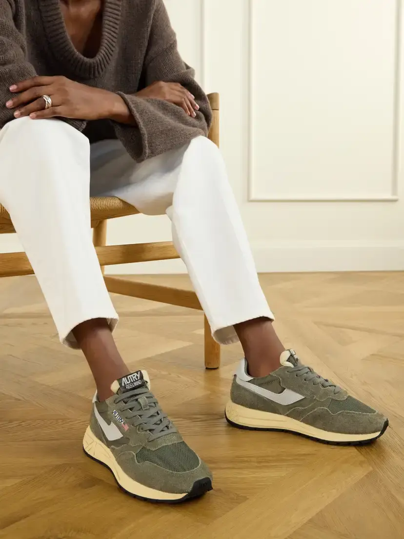 Autry Reelwind Low Leather And Suede-trimmed Mesh And Shell Sneakers - Green | Thumbnail 2 Autry Reelwind Low Leather And Suede-trimmed Mesh And Shell Sneakers - Green | Thumbnail 2