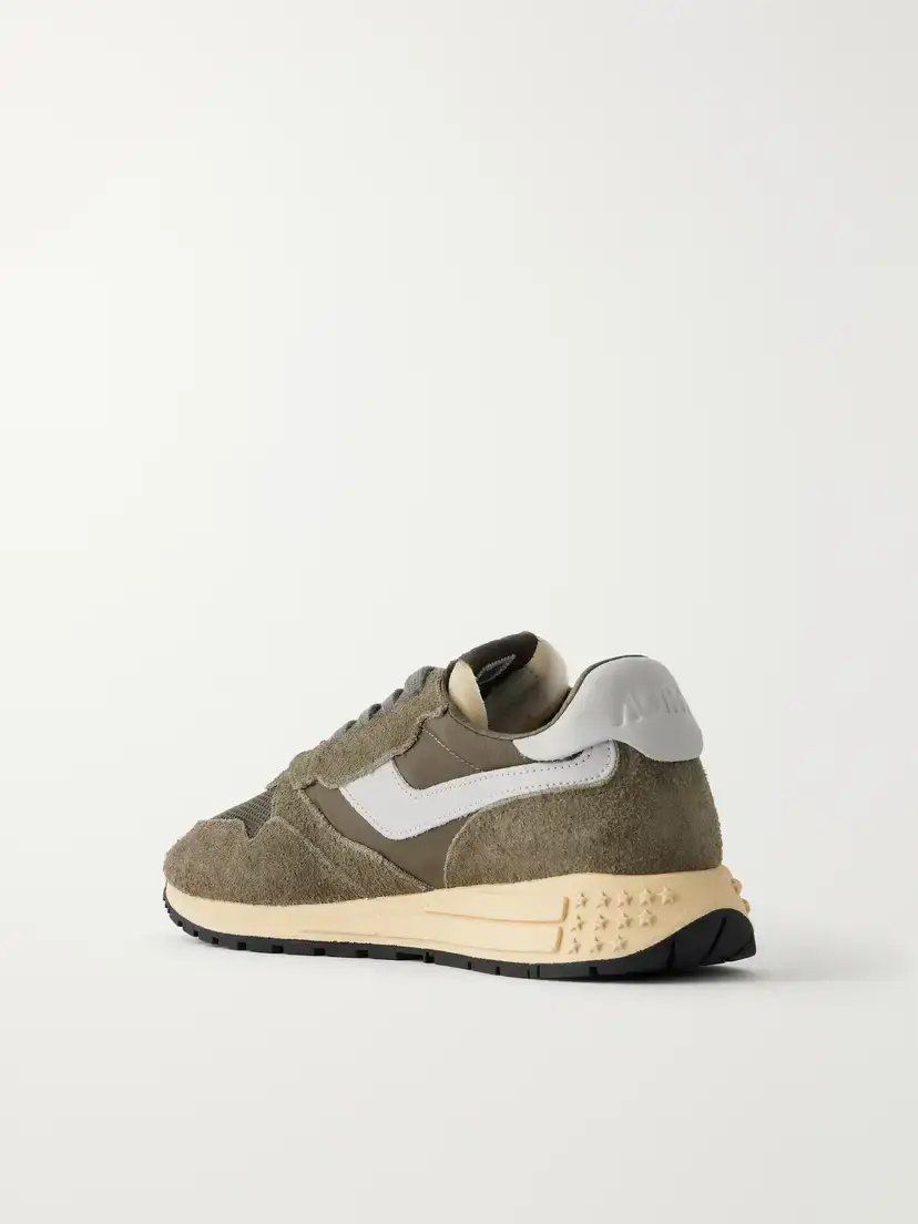 Autry Reelwind Low Leather And Suede-trimmed Mesh And Shell Sneakers - Green | Thumbnail 3 Autry Reelwind Low Leather And Suede-trimmed Mesh And Shell Sneakers - Green | Thumbnail 3