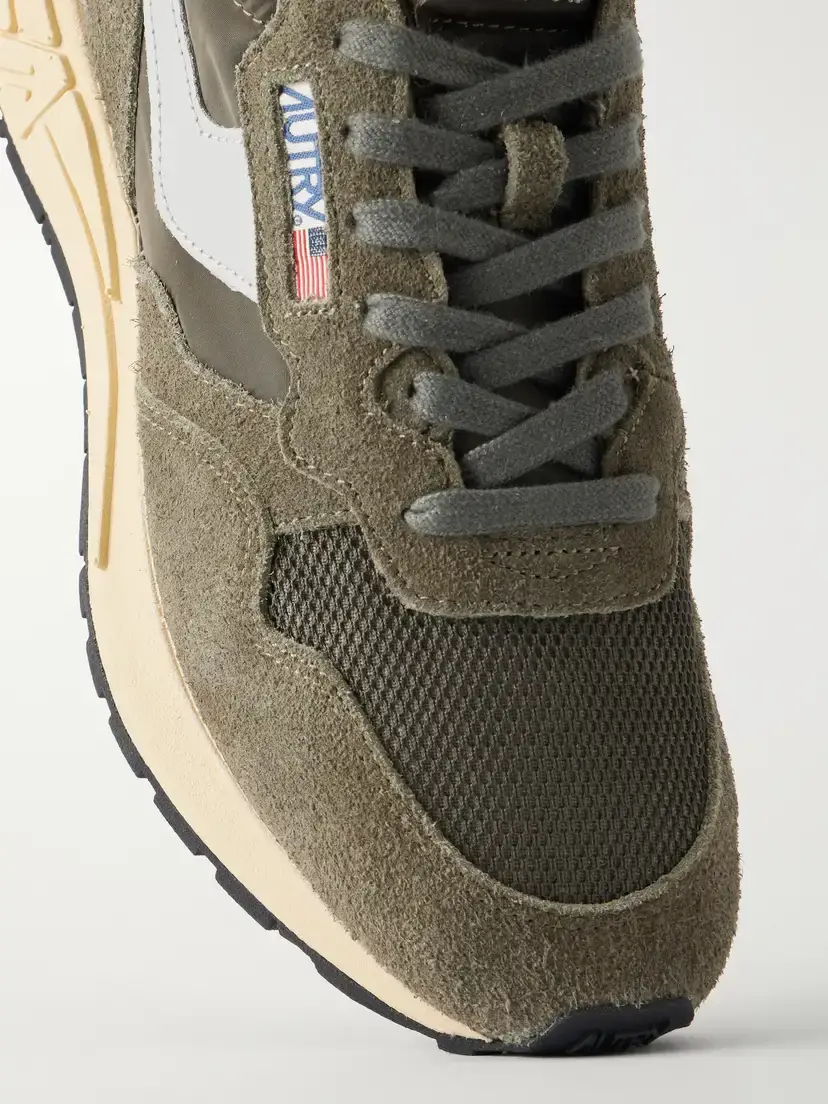 Autry Reelwind Low Leather And Suede-trimmed Mesh And Shell Sneakers - Green | Thumbnail 5 Autry Reelwind Low Leather And Suede-trimmed Mesh And Shell Sneakers - Green | Thumbnail 5