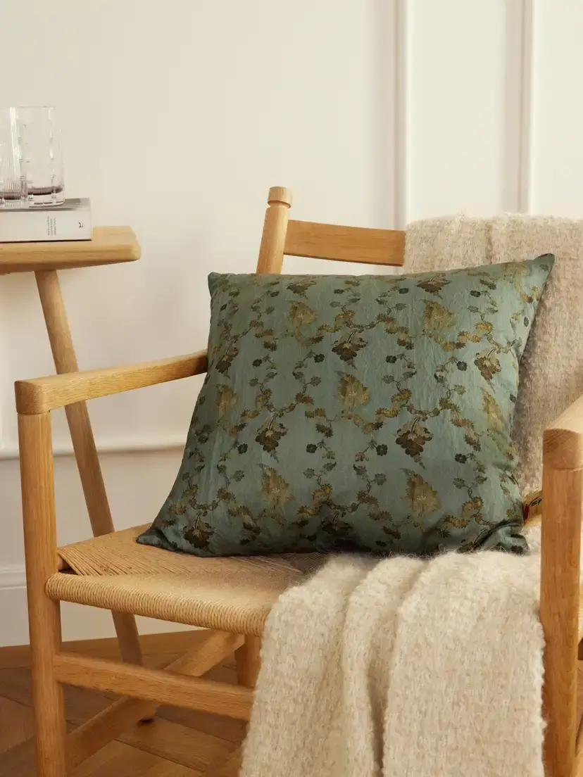 The House of Lyria Godolia Floral-print Metallic Woven Cushion | Thumbnail 2 The House of Lyria Godolia Floral-print Metallic Woven Cushion | Thumbnail 2