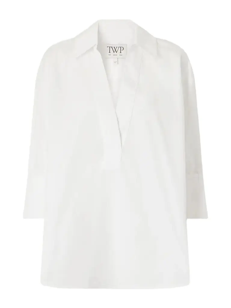 TWP V-neck Cotton-poplin Shirt | Image 1 TWP V-neck Cotton-poplin Shirt | Image 1