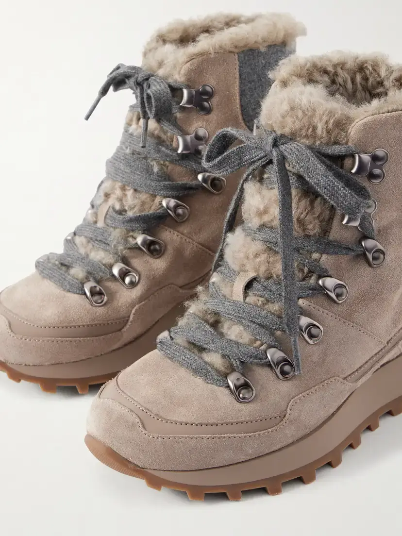 Brunello Cucinelli Shearling-lined Wool-trimmed Suede Ankle Boots | Thumbnail 5 Brunello Cucinelli Shearling-lined Wool-trimmed Suede Ankle Boots | Thumbnail 5