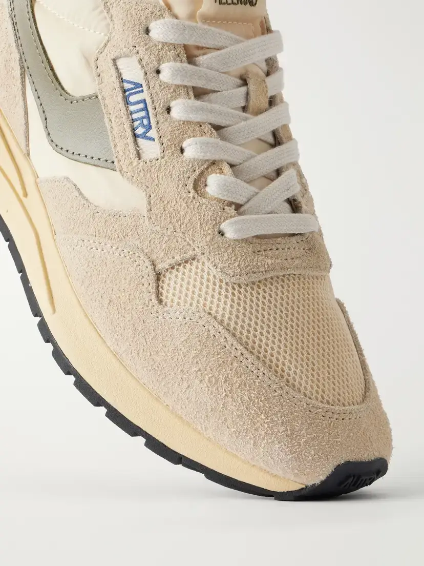 Autry Reelwind Low Leather And Suede-trimmed Mesh And Shell Sneakers - Neutrals | Thumbnail 5 Autry Reelwind Low Leather And Suede-trimmed Mesh And Shell Sneakers - Neutrals | Thumbnail 5