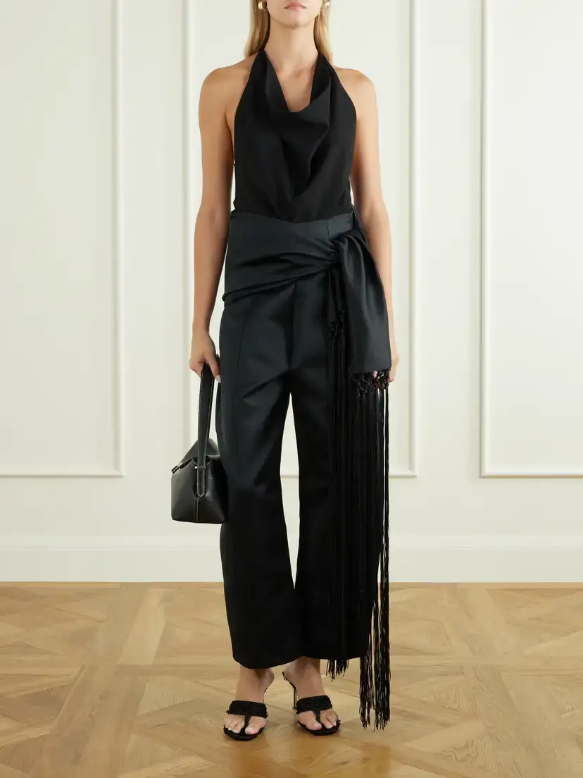 Ilkyaz Ozel Dusk Satin Fringed Wide-leg Pants | Thumbnail 2 Ilkyaz Ozel Dusk Satin Fringed Wide-leg Pants | Thumbnail 2