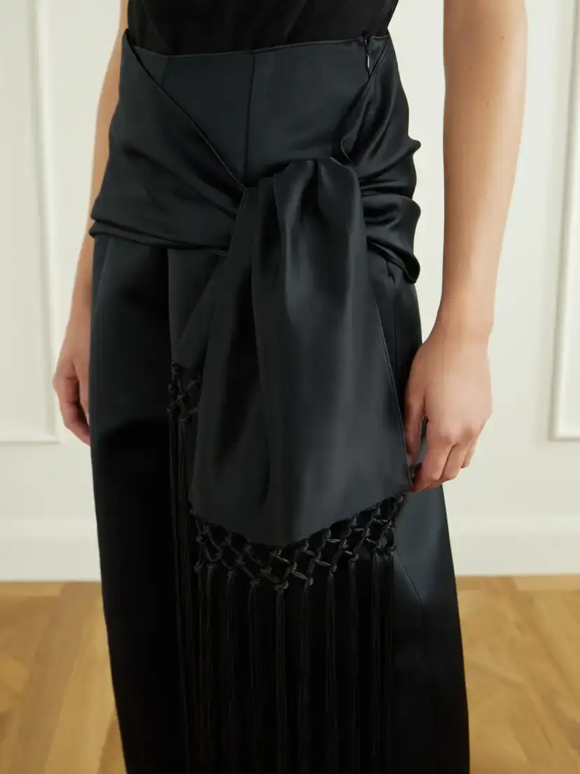 Ilkyaz Ozel Dusk Satin Fringed Wide-leg Pants | Thumbnail 4 Ilkyaz Ozel Dusk Satin Fringed Wide-leg Pants | Thumbnail 4
