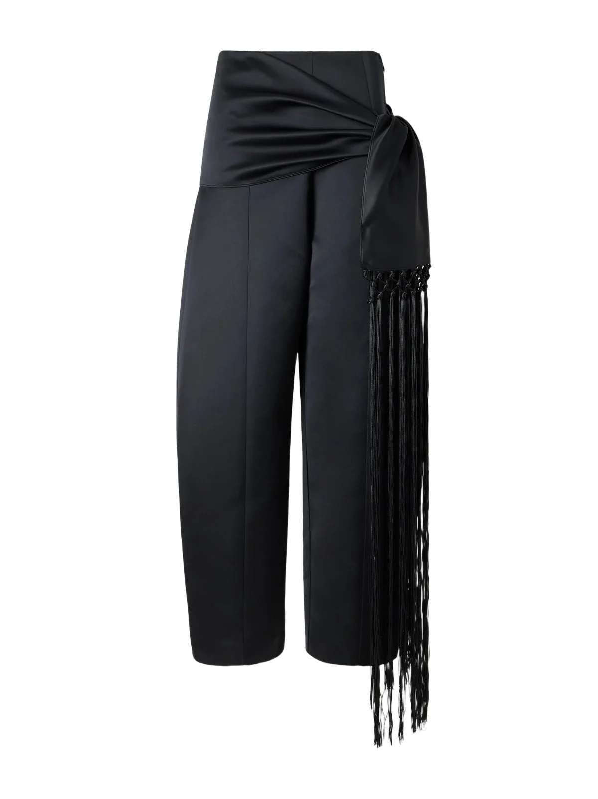Ilkyaz Ozel Dusk Satin Fringed Wide-leg Pants