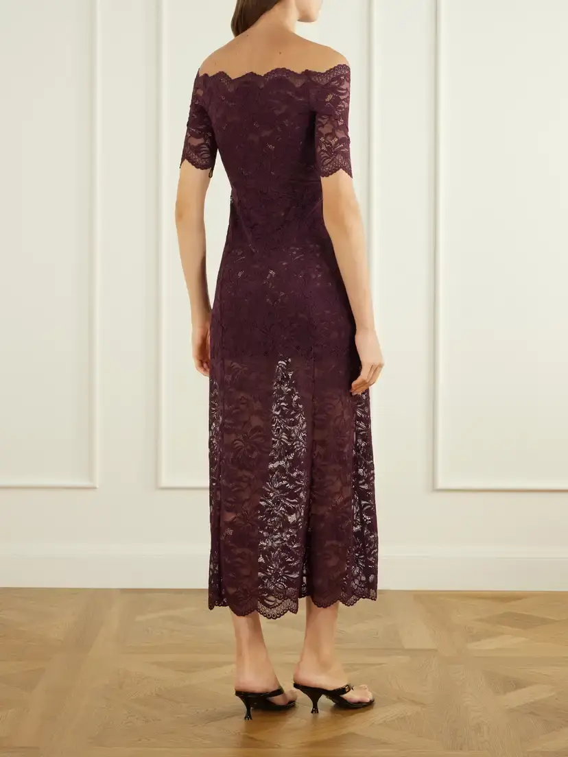 Rabanne Ruched Lace Midi Dress | Thumbnail 3