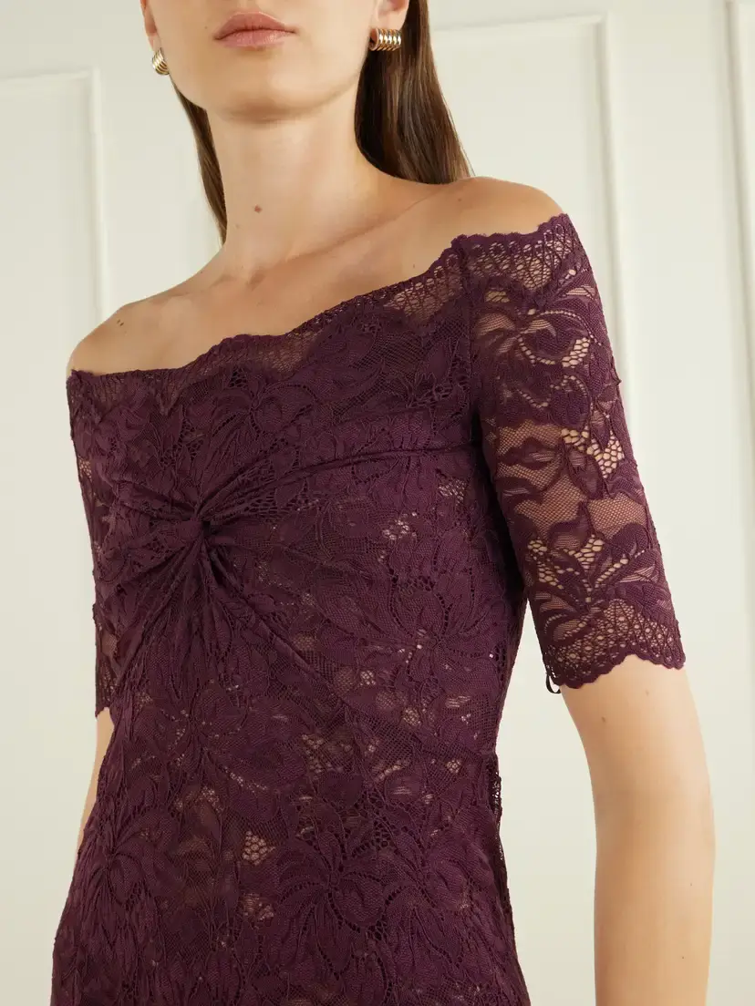 Rabanne Ruched Lace Midi Dress | Thumbnail 4