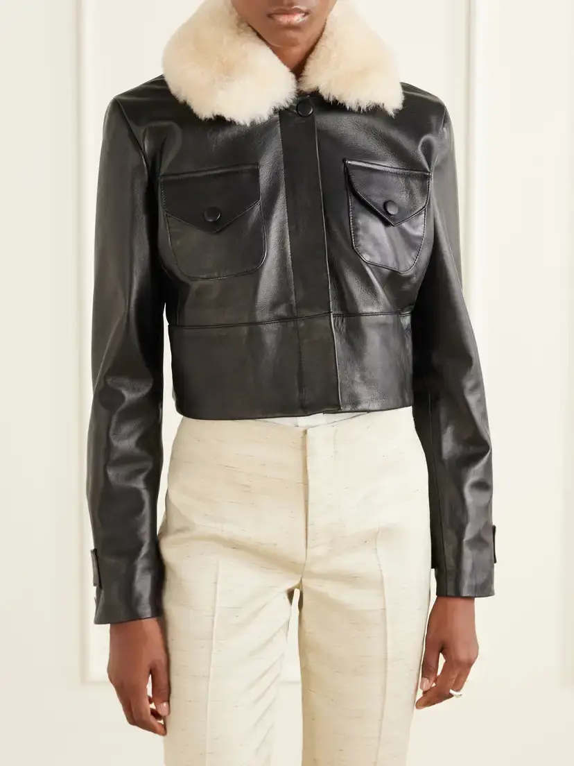 LIBEROWE Raja Cropped Shearling-trimmed Leather Jacket | Thumbnail 3 LIBEROWE Raja Cropped Shearling-trimmed Leather Jacket | Thumbnail 3