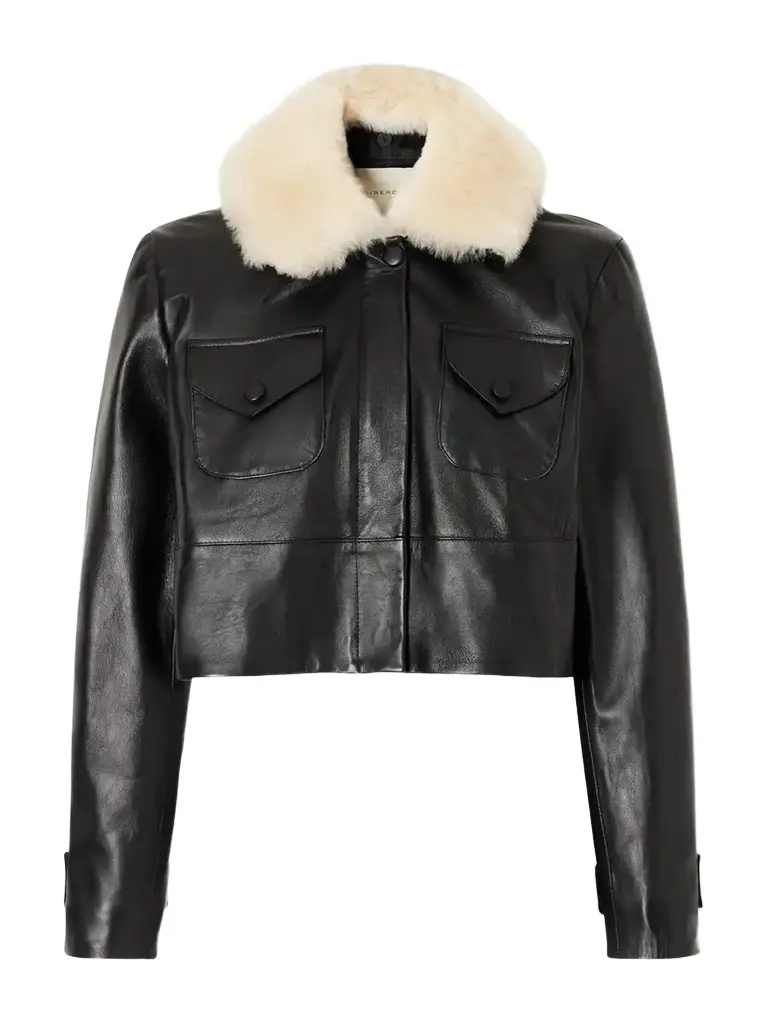 LIBEROWE Raja Cropped Shearling-trimmed Leather Jacket