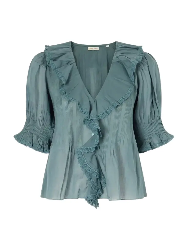 DÔEN Henri Lace-trimmed Organic Cotton Blouse | Image 1 DÔEN Henri Lace-trimmed Organic Cotton Blouse | Image 1