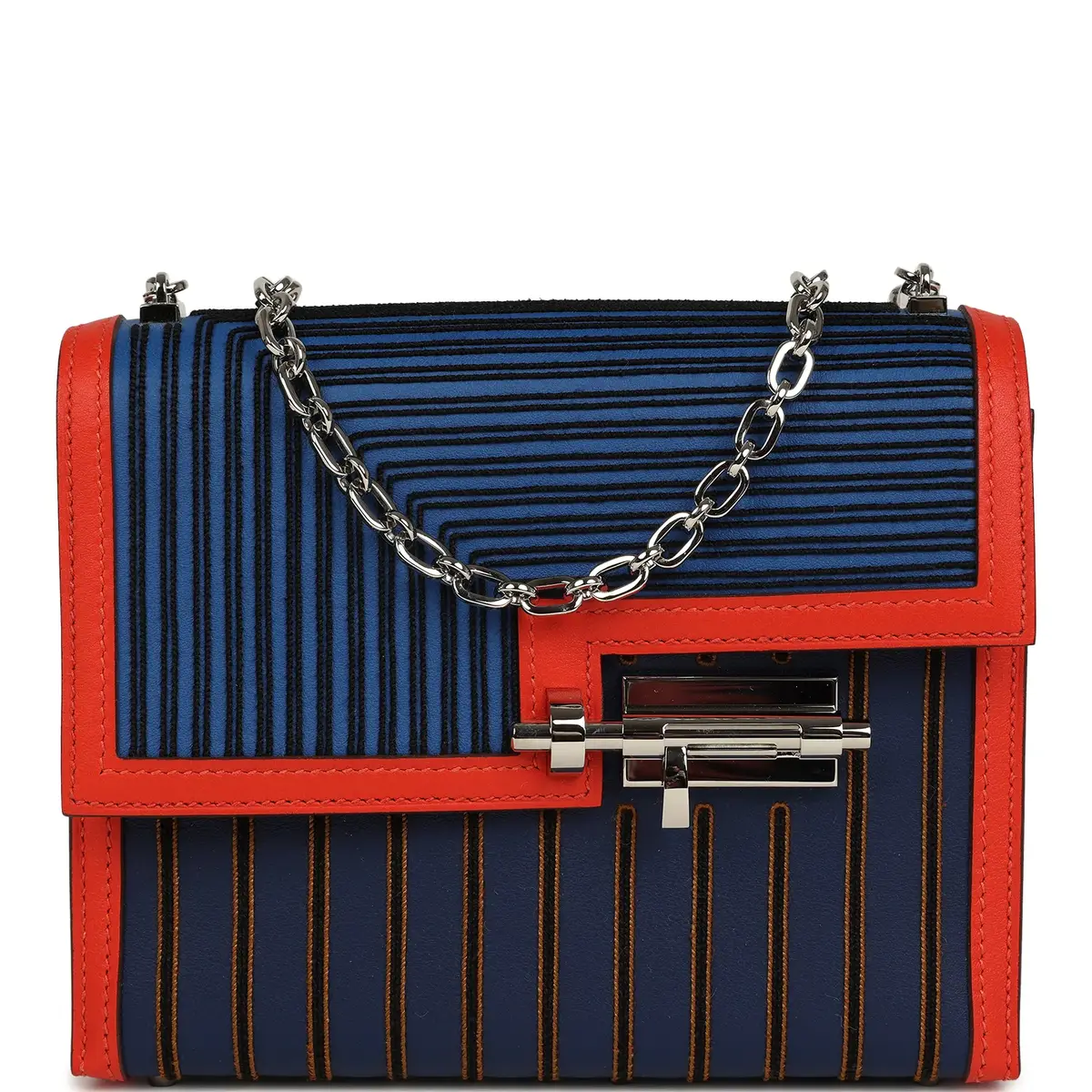 HERMÈS Hermes Mini Verrou 17 Capucine, Bleu Electric, Bleu Saphir Swift Palladium Hardware | Image 1 HERMÈS Hermes Mini Verrou 17 Capucine, Bleu Electric, Bleu Saphir Swift Palladium Hardware | Image 1