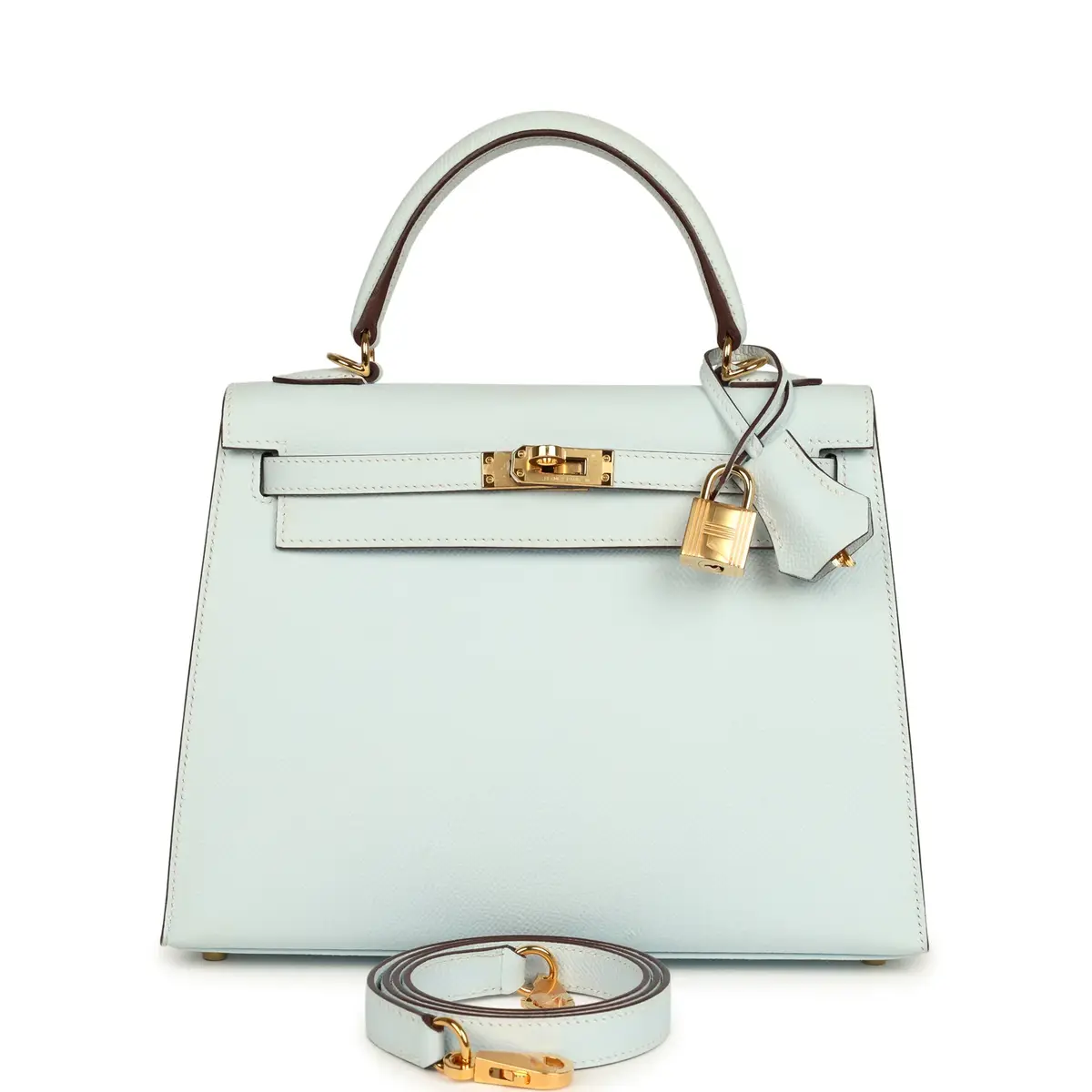 HERMÈS Pre-owned Hermes Kelly Sellier 25 Bleu Brume Epsom Gold Hardware | Image 1 HERMÈS Pre-owned Hermes Kelly Sellier 25 Bleu Brume Epsom Gold Hardware | Image 1