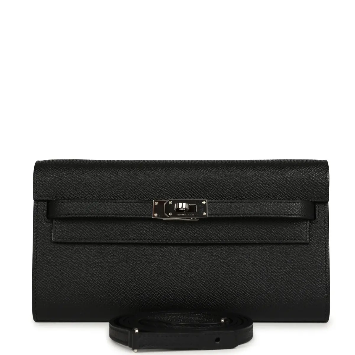 HERMÈS Pre-owned Hermes Kelly Wallet To Go Black Epsom Palladium Hardware | Image 1 HERMÈS Pre-owned Hermes Kelly Wallet To Go Black Epsom Palladium Hardware | Image 1