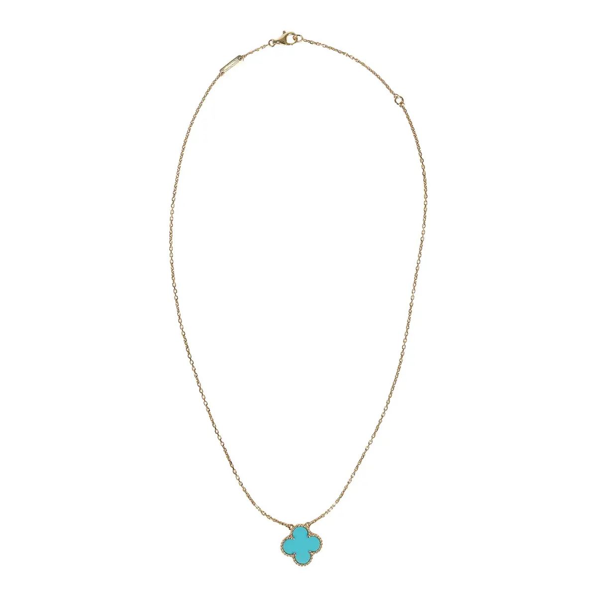 Van Cleef & Arpels Pre-owned Van Cleef & Arpels Vintage Alhambra Motif Pendant Necklace Turquoise 18K Yellow Gold | Thumbnail 5 Van Cleef & Arpels Pre-owned Van Cleef & Arpels Vintage Alhambra Motif Pendant Necklace Turquoise 18K Yellow Gold | Thumbnail 5