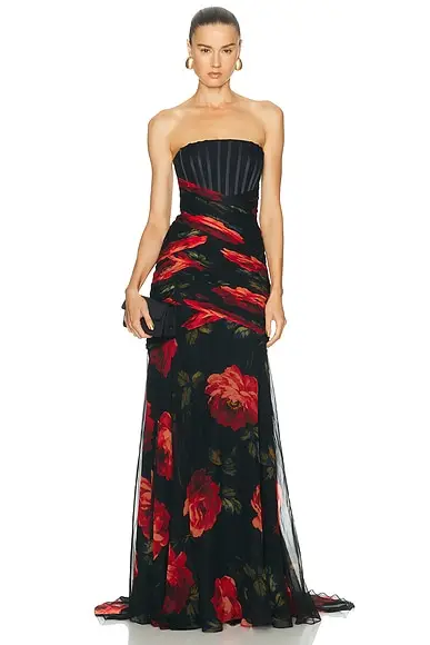 Carolina Herrera Strapless Exposed Bustier Gown | Image 1 Carolina Herrera Strapless Exposed Bustier Gown | Image 1