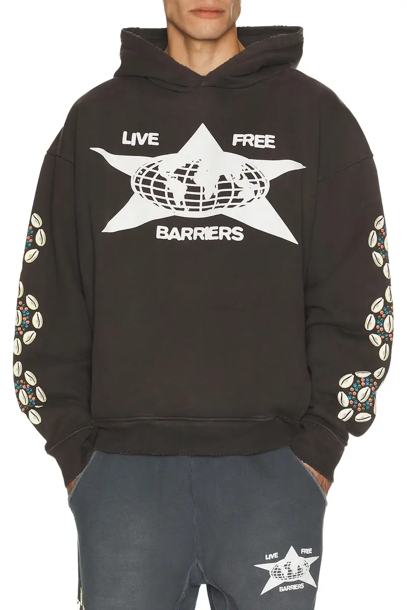 Barriers Worldwide Cowrie Shell Hidden Pocket Hoodie