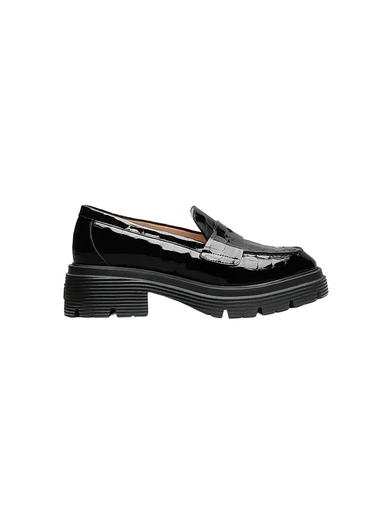 Stuart Weitzman Women's Hudson 20MM Croc-Embossed Patent Leather Penny Loafers